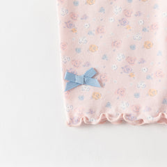 Dave&Bella Summer Toddler Girls Pink/Green Floral Print Lightweight Soft Leggings