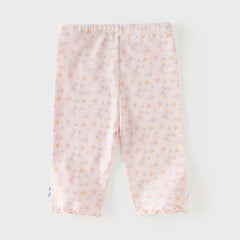 Dave&Bella Summer Toddler Girls Pink/Green Floral Print Lightweight Soft Leggings