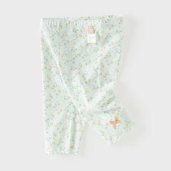 Dave&Bella Summer Toddler Girls Pink/Green Floral Print Lightweight Soft Leggings