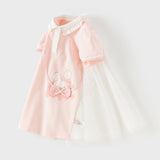 Dave&Bella Toddler Girls Summer Cute Pink College-style Mesh Party Dress