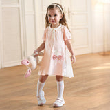Dave&Bella Toddler Girls Summer Cute Pink College-style Mesh Party Dress