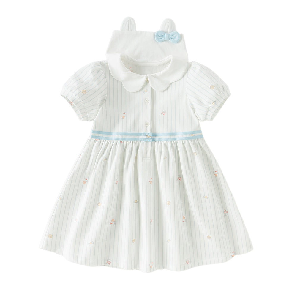 Dave&Bella Toddler Girls Summer Stylish Striped Navy Collar A-line Comfortable Dress