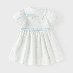 Dave&Bella Toddler Girls Summer Stylish Striped Navy Collar A-line Comfortable Dress