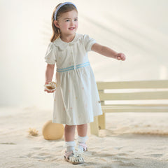 Dave&Bella Toddler Girls Summer Stylish Striped Navy Collar A-line Comfortable Dress