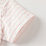 Dave&Bella Toddler Girls Summer Adorable Pink Striped Rabbit Print Cotton Casual T-shirts