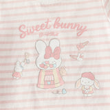 Dave&Bella Toddler Girls Summer Adorable Pink Striped Rabbit Print Cotton Casual T-shirts