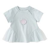 Dave&Bella Summer Toddler Girls Blue Short Sleeve Stylish Soft Embroidery T-shirts
