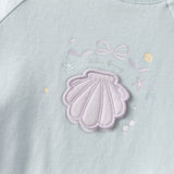Dave&Bella Summer Toddler Girls Blue Short Sleeve Stylish Soft Embroidery T-shirts
