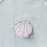 Dave&Bella Summer Toddler Girls Blue Short Sleeve Stylish Soft Embroidery T-shirts