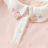 Dave&Bella Toddler Girls Summer Pink/Beige Print Soft College-style Comfortable Polos