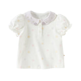 Dave&Bella Toddler Girls Summer Pink/Beige Print Soft College-style Comfortable Polos