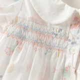 Dave&Bella Summer Toddler Girls Cute Sea World Print White Doll Collar Soft Cotton Shirts