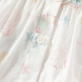 Dave&Bella Summer Toddler Girls Cute Sea World Print White Doll Collar Soft Cotton Shirts