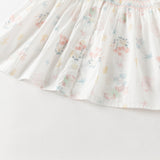 Dave&Bella Summer Toddler Girls Cute Sea World Print White Doll Collar Soft Cotton Shirts