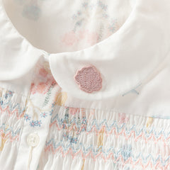 Dave&Bella Summer Toddler Girls Cute Sea World Print White Doll Collar Soft Cotton Shirts