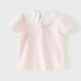 Dave&Bella Toddler Girls Summer Cute Pink College-style Short Sleeve Soft T-shirts
