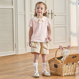 Dave&Bella Toddler Girls Summer Cute Pink College-style Short Sleeve Soft T-shirts