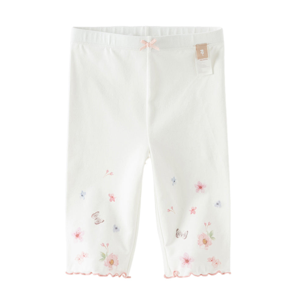 Dave&Bella Toddler Girls Summer Adorable Print Pink/White Soft Slim Stretchable Leggings