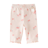 Dave&Bella Toddler Girls Summer Adorable Print Pink/White Soft Slim Stretchable Leggings