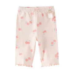 Dave&Bella Toddler Girls Summer Adorable Print Pink/White Soft Slim Stretchable Leggings