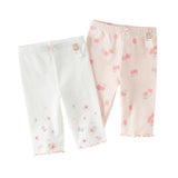 Dave&Bella Toddler Girls Summer Adorable Print Pink/White Soft Slim Stretchable Leggings