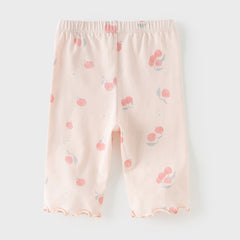 Dave&Bella Toddler Girls Summer Adorable Print Pink/White Soft Slim Stretchable Leggings