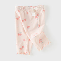 Dave&Bella Toddler Girls Summer Adorable Print Pink/White Soft Slim Stretchable Leggings