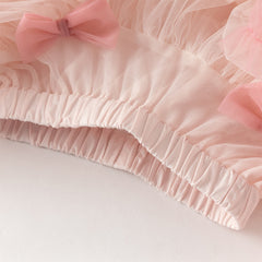 Dave&Bella Toddler Girls Summer Cute Pink/Beige High Waist Flared Mini Tutu Mesh Skirts