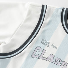 Dave&Bella Summer Toddler Boys Summer Red/Light Blue Lightweight Soccer Outfit Sets