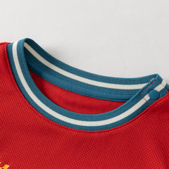 Dave&Bella Summer Toddler Boys Summer Red/Light Blue Lightweight Soccer Outfit Sets