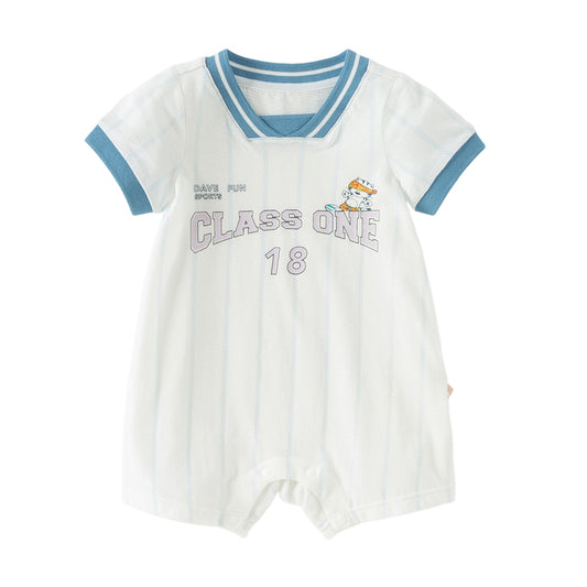 Dave&Bella Summer Baby Boys Short Sleeve Comfortable Print Soft Rompers