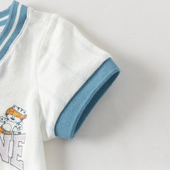 Dave&Bella Summer Baby Boys Short Sleeve Comfortable Print Soft Rompers