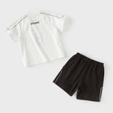 Dave&Bella Toddler Boys Summer White/Blue Outdoor Comfortable Sport Outfit Sets