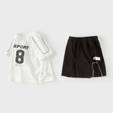 Dave&Bella Toddler Boys Summer White/Blue Outdoor Comfortable Sport Outfit Sets