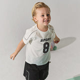 Dave&Bella Toddler Boys Summer White/Blue Outdoor Comfortable Sport Outfit Sets
