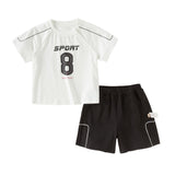 Dave&Bella Toddler Boys Summer White/Blue Outdoor Comfortable Sport Outfit Sets