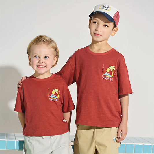 Dave&Bella Kids Boys Summer Red/Navy Short Sleeve Holiday Comfortable T-shirts
