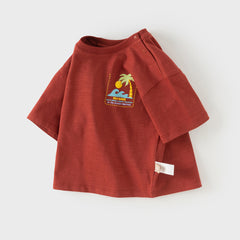 Dave&Bella Kids Boys Summer Red/Navy Short Sleeve Holiday Comfortable T-shirts