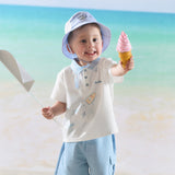 Dave&Bella Summer Toddler Boys Ocean Blue Short Sleeve Preppy Top Shorts Sets