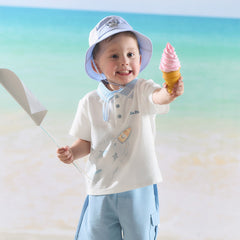 Dave&Bella Summer Toddler Boys Ocean Blue Short Sleeve Preppy Top Shorts Sets