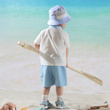 Dave&Bella Summer Toddler Boys Ocean Blue Short Sleeve Preppy Top Shorts Sets