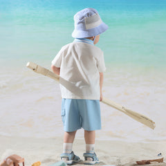 Dave&Bella Summer Toddler Boys Ocean Blue Short Sleeve Preppy Top Shorts Sets