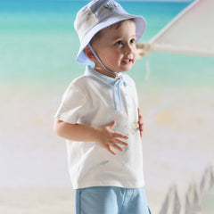 Dave&Bella Summer Toddler Boys Ocean Blue Short Sleeve Preppy Top Shorts Sets