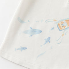 Dave&Bella Summer Toddler Boys Ocean Blue Short Sleeve Preppy Top Shorts Sets