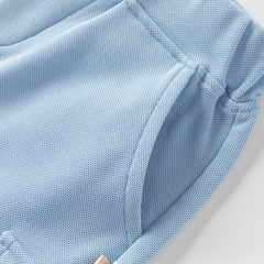 Dave&Bella Summer Toddler Boys Ocean Blue Short Sleeve Preppy Top Shorts Sets