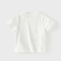 Dave&Bella Summer Toddler Boys Everyday White Breathable Cotton Casual T-shirts