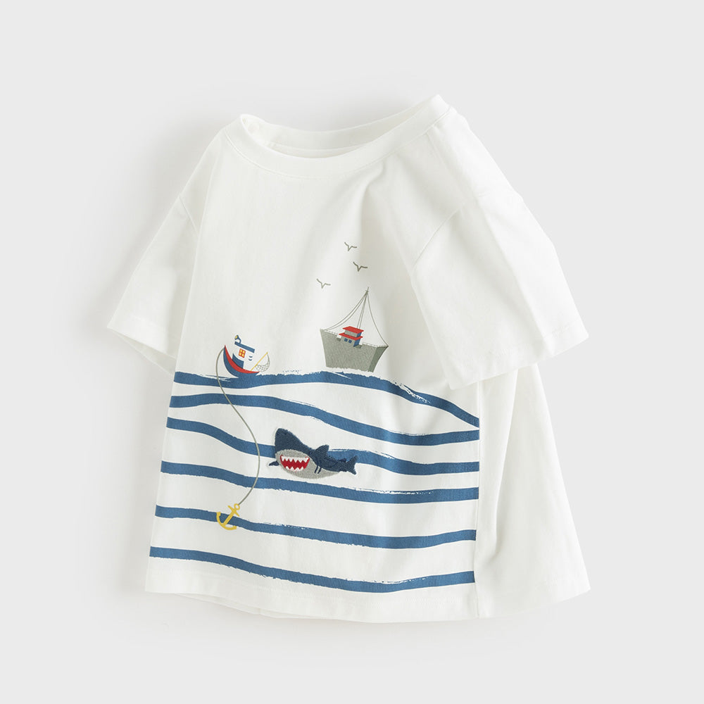 Dave&Bella Summer Toddler Boys Everyday White Breathable Cotton Casual T-shirts