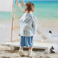 Dave&Bella Summer Toddler Boys Blue Dinosaur-style Lightweight Sunscreen Jackets