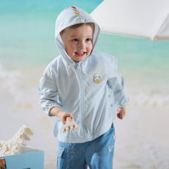 Dave&Bella Summer Toddler Boys Blue Dinosaur-style Lightweight Sunscreen Jackets