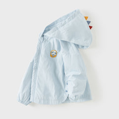 Dave&Bella Summer Toddler Boys Blue Dinosaur-style Lightweight Sunscreen Jackets